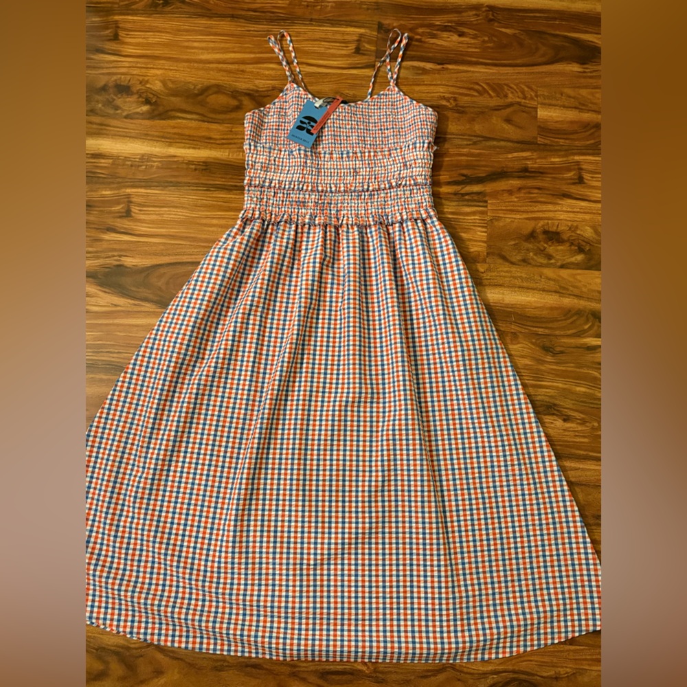 NWT Hunter Bell Francie Sun Dress In Lighthouse Gingham Large L Blue Red July 4 - Picture 6 of 11